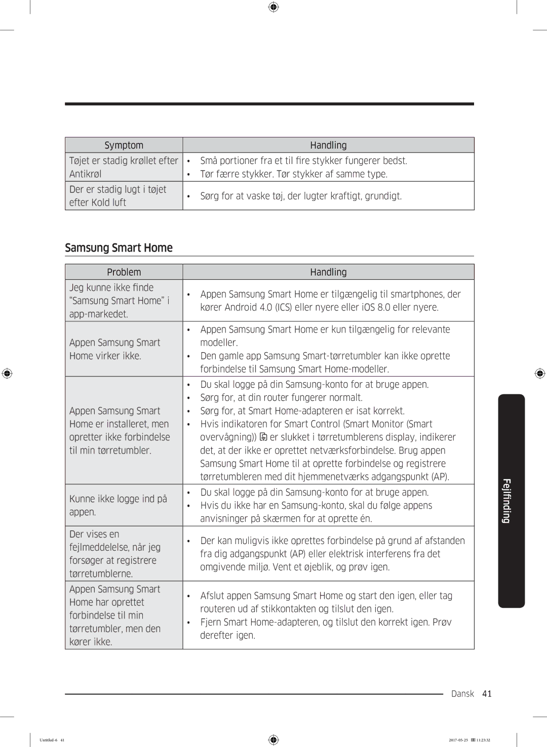 Samsung DV90M8204AW/EE manual Dansk 41  